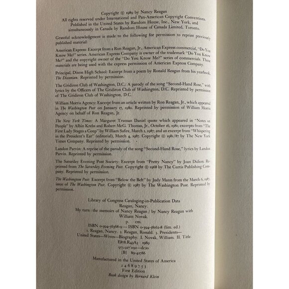 My Turn: The Memoirs Of Nancy Reagan By Nancy Reagan First Edition - Picture 4 of 7